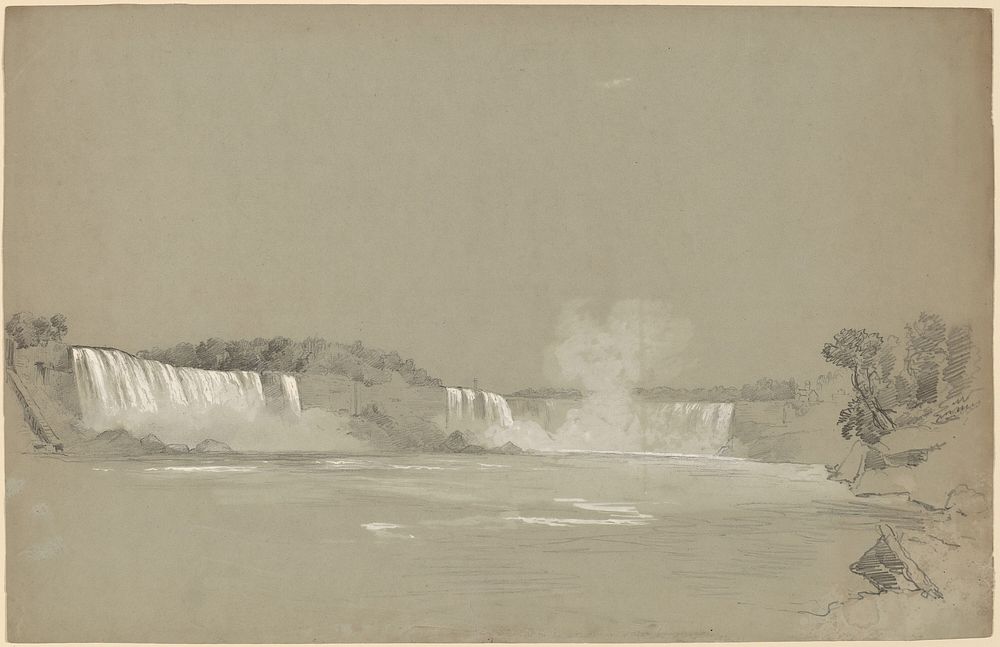 Niagara Falls drawing in high resolution by R&eacute;gis Fran&ccedil;ois Gignoux (1816&ndash;1882).  