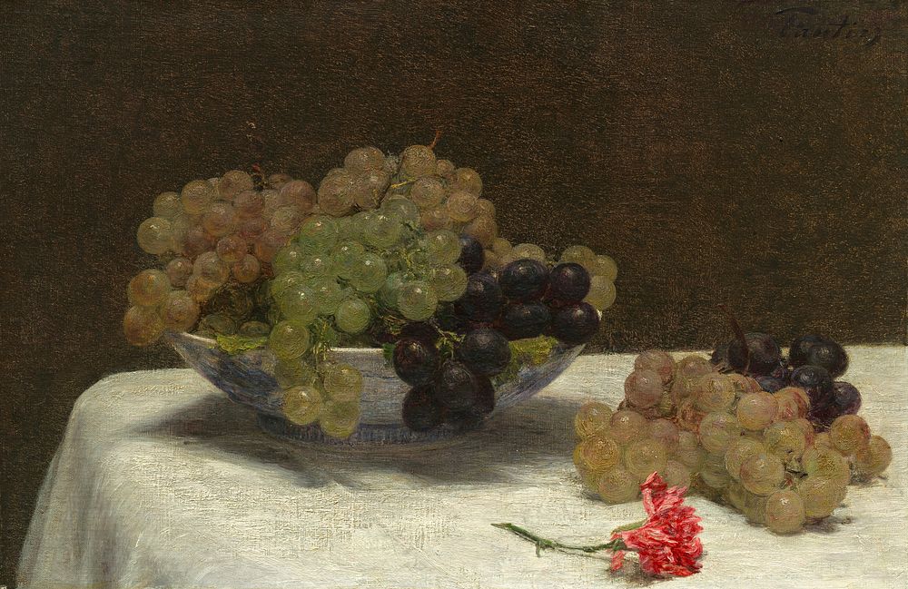 Still Life with Grapes and a Carnation (1880) by Henri Fantin-Latour.