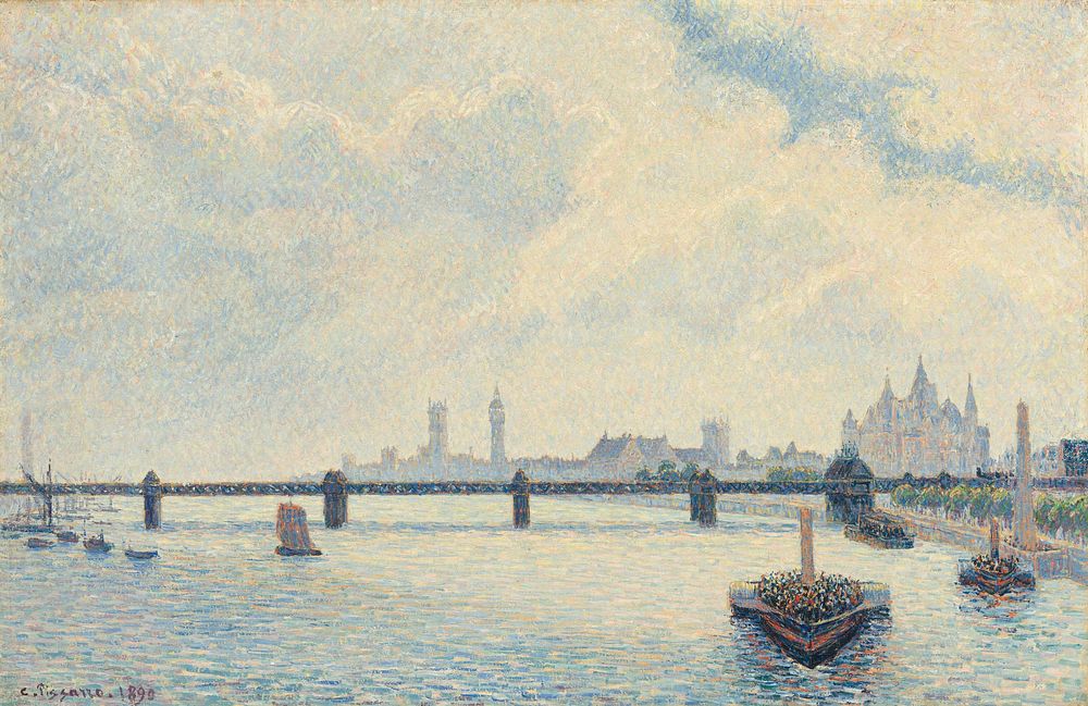 Charing Cross Bridge, London (1890) by Camille Pissarro.  