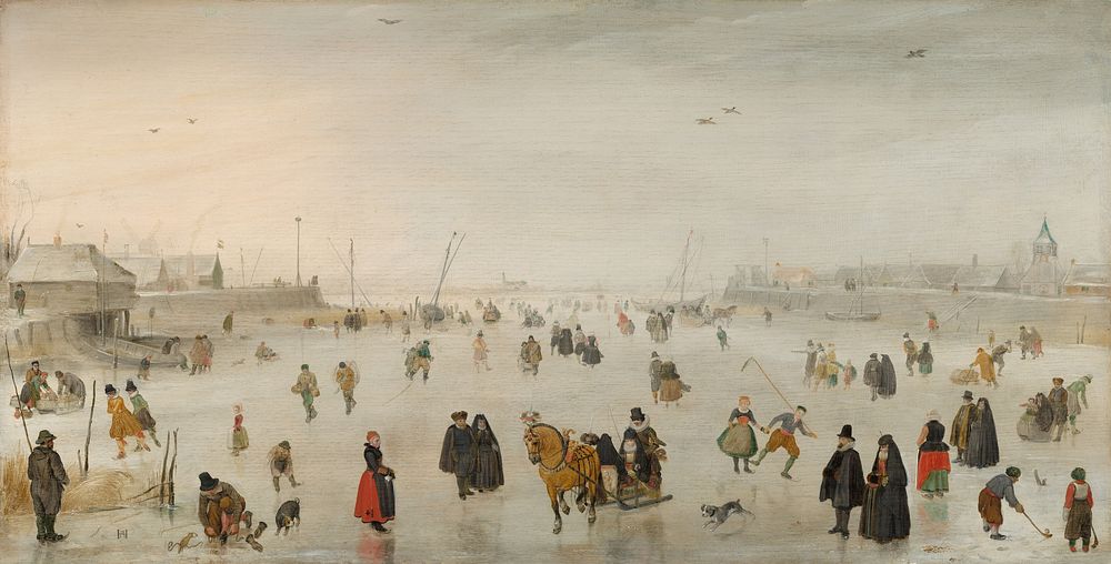 A Scene on the Ice (ca. 1625) by Hendrick Avercamp.  