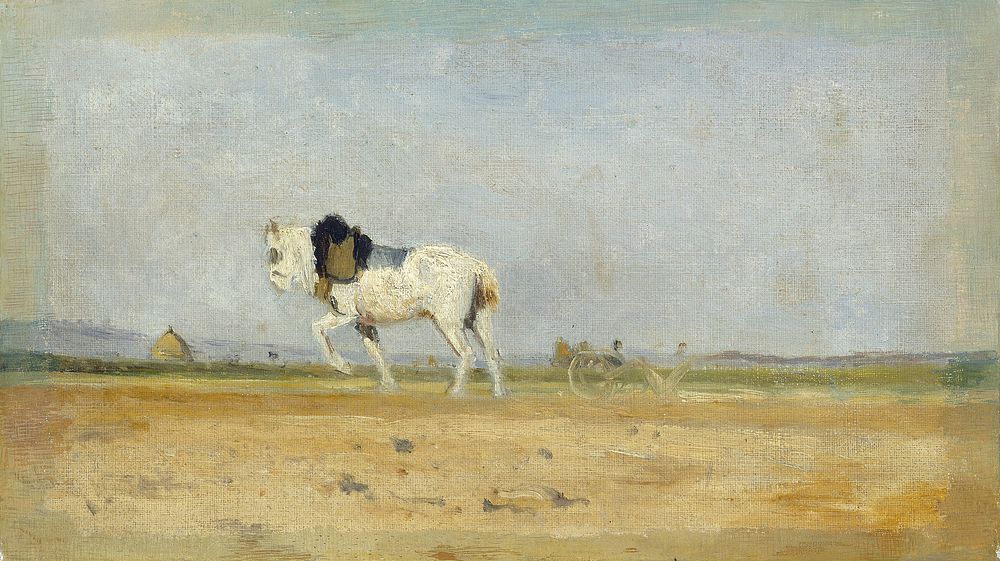A Plow Horse in a Field (1870&ndash;1874) by Stanislas L&eacute;pine.  