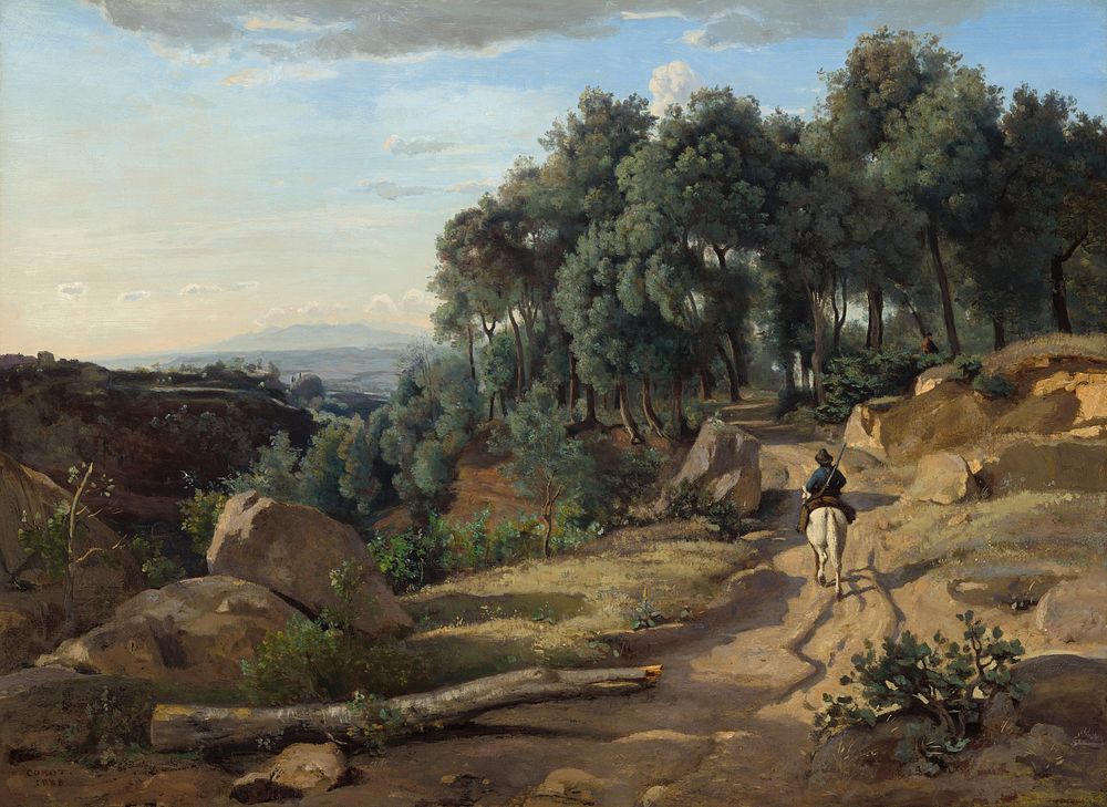 A View near Volterra (1838) by Jean&ndash;Baptiste&ndash;Camille Corot.  