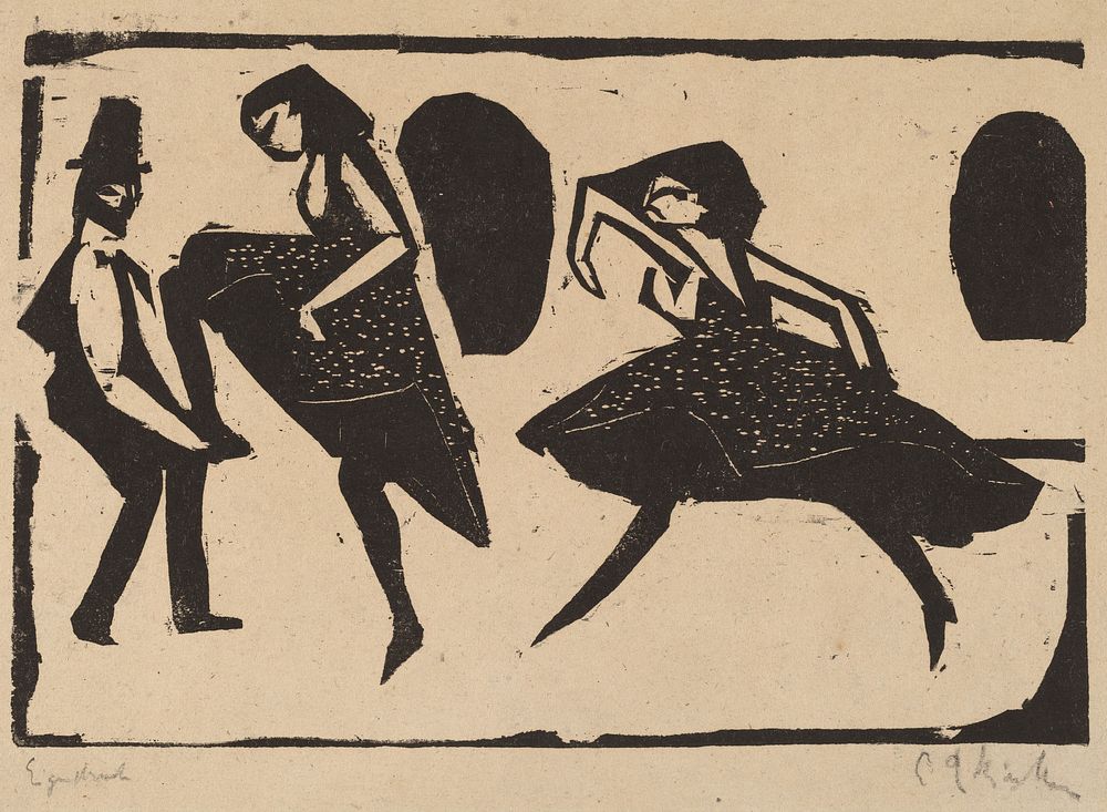 Acrobatic Dance (1911) print in high resolution by Ernst Ludwig Kirchner.  