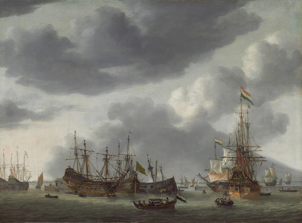 Amsterdam Harbor Scene (ca. 1654&ndash;1655) by Reinier Nooms, called Zeeman.  