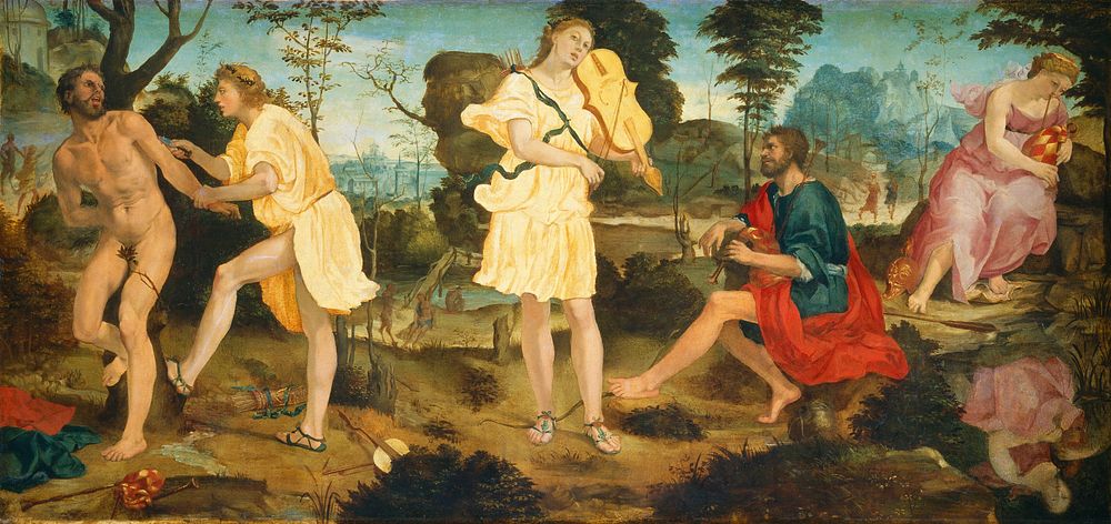 Apollo and Marsyas (ca. 1540) by Michelangelo Anselmi.  