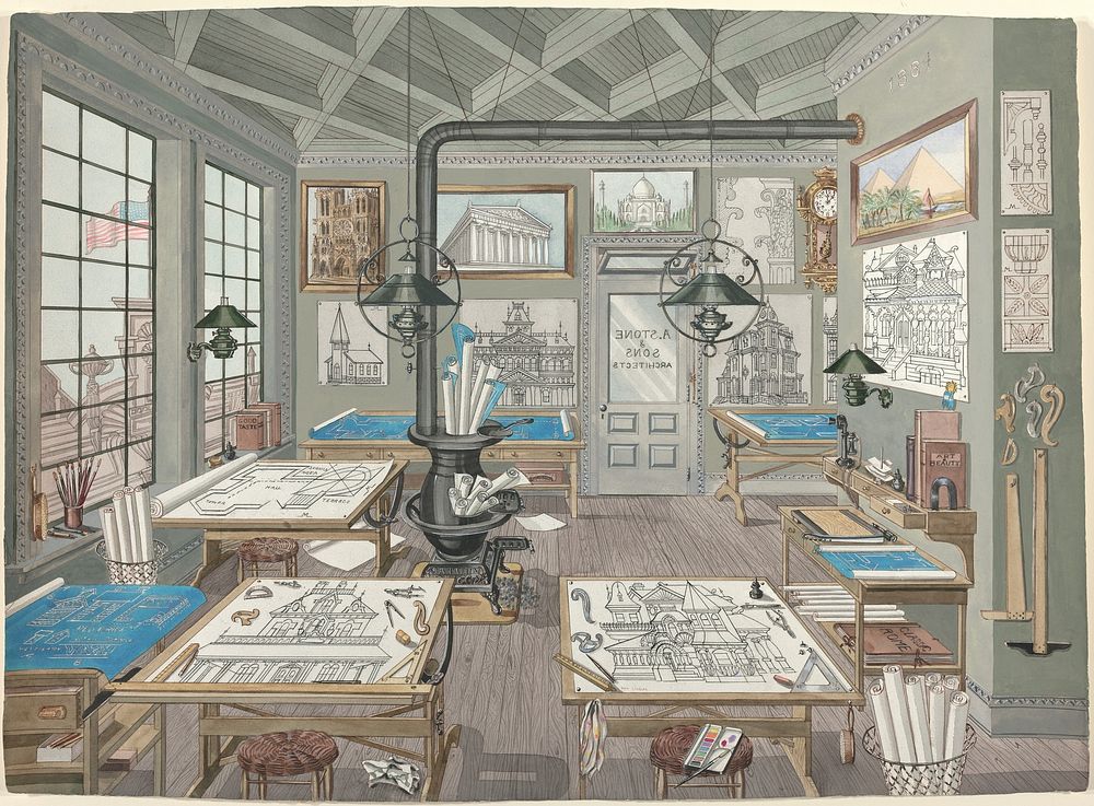 Architect's Drafting Room (1884, 1935–1942) by Perkins Harnly.  