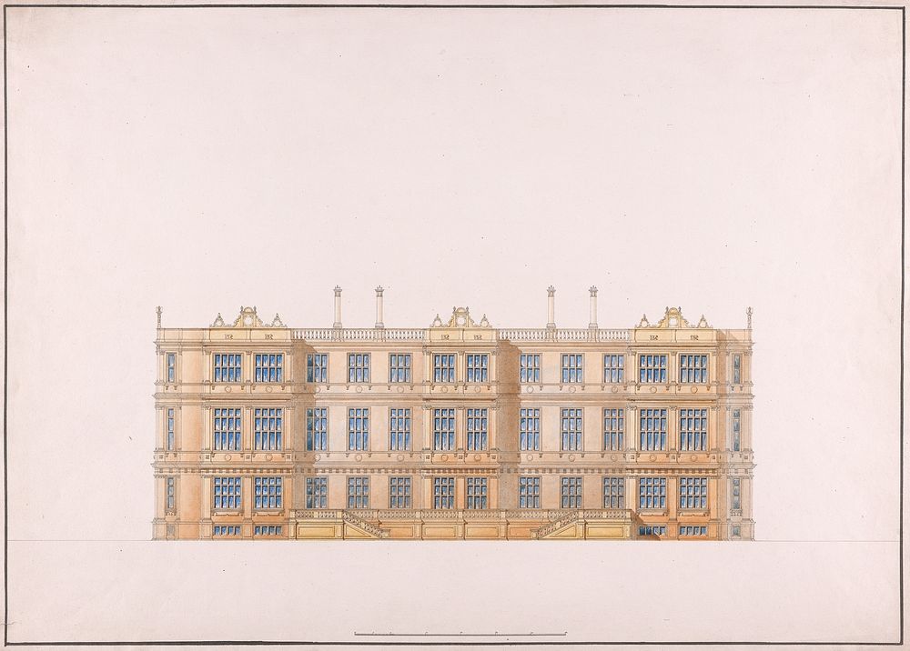 Longleat, Somerset: Elevation (ca. 1810) drawings in high resolution by Studio of Sir Jeffry Wyatville.  