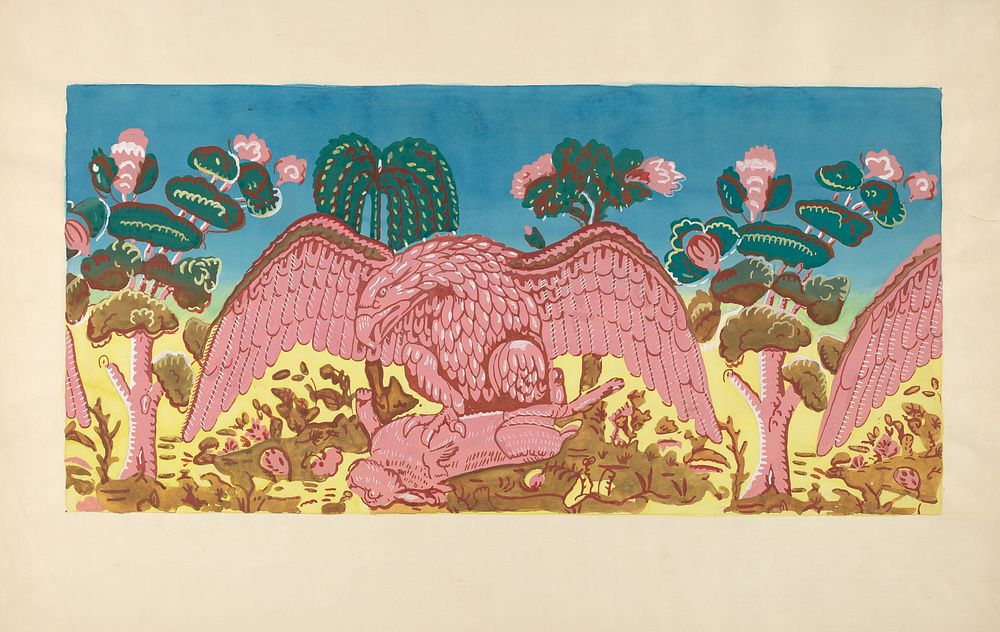 Bandbox Design (Eagle and Rabbit) (c. 1936) by Martin Partyka.  