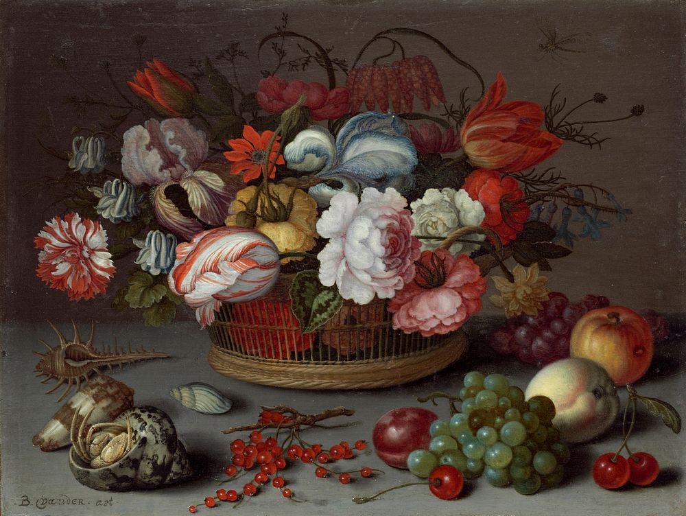 Basket of Flowers (ca. 1622s) by Balthasar van der Ast.  