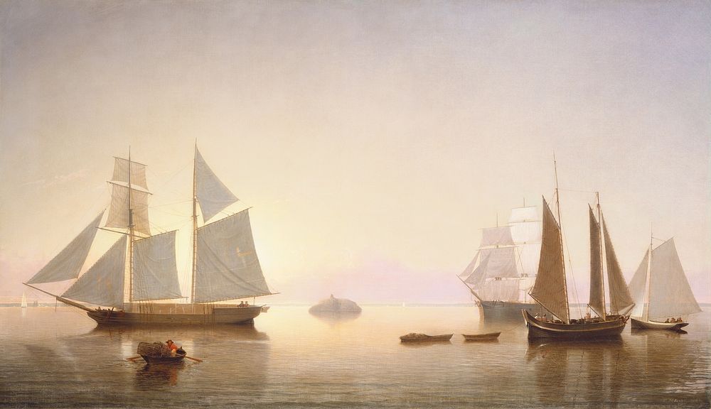 Becalmed off Halfway Rock (1860) by Fitz Henry Lane.  