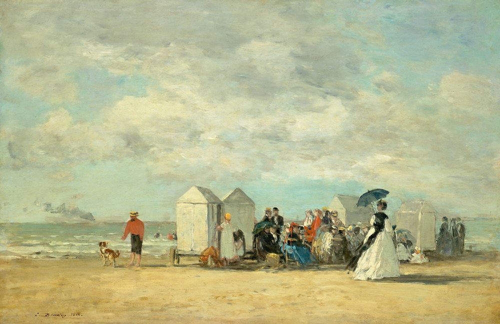 Beach Scene (1862) by Eug&egrave;ne Boudin.  