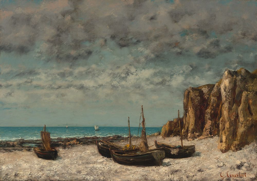 Boats on a Beach, Etretat (ca. 1872&ndash;1875) by Gustave Courbet.  