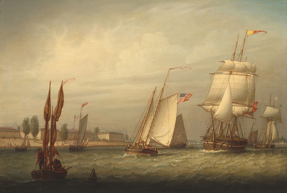 Boston Harbor (1843) by Robert Salmon.  