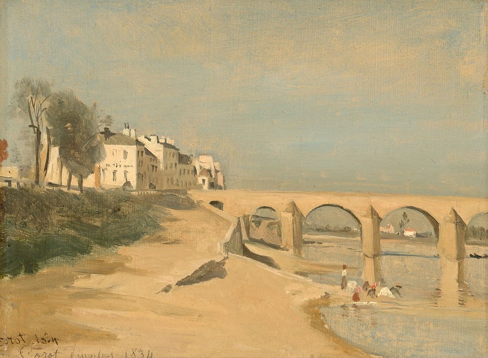 Bridge on the Saône River at Mâcon (1834) by Jean-Baptiste-Camille Corot.  