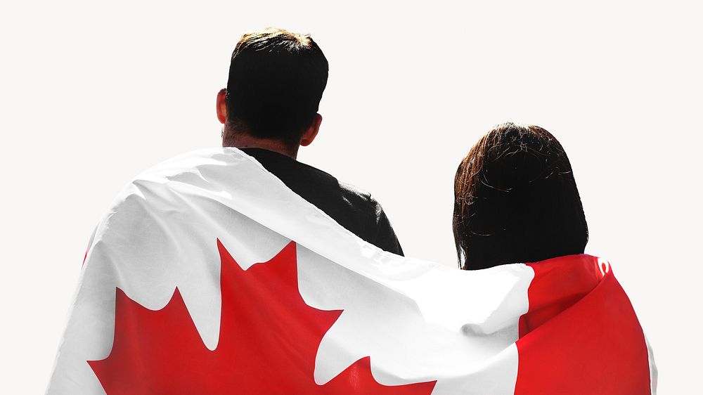 Canadian flag isolated couple image