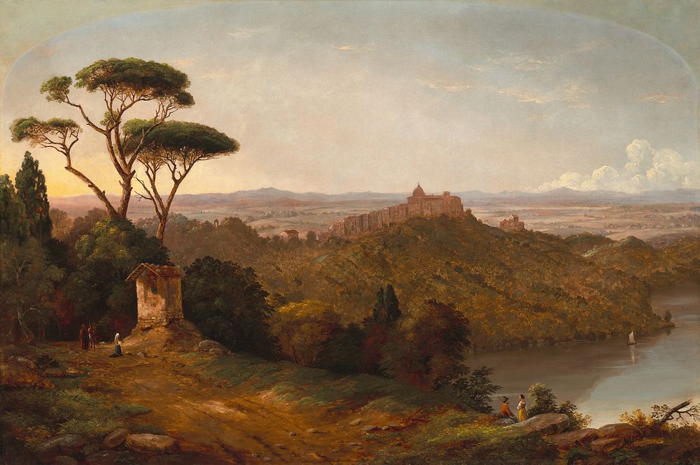 Castle Gondolfo, Lake Albano, Italy (1852) by Christopher Pearse Cranch.  