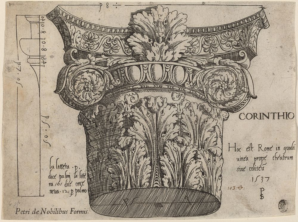Capital from the Colosseum, Rome (1537) by Master PS.  