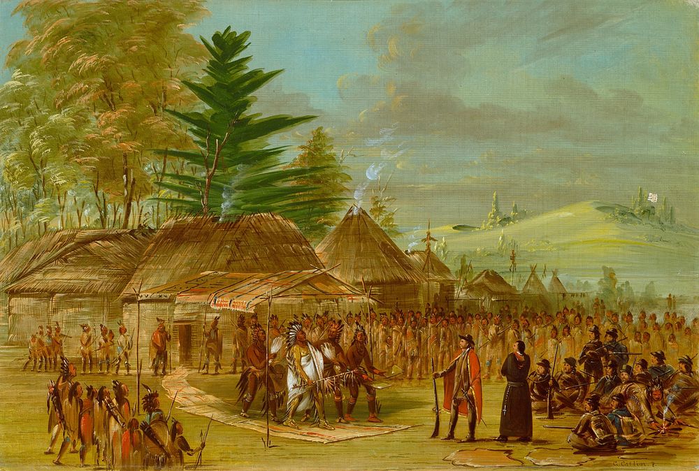 Chief of the Taensa Indians Receiving La Salle. March 20, 1682 (1847/1848) by George Catlin.  