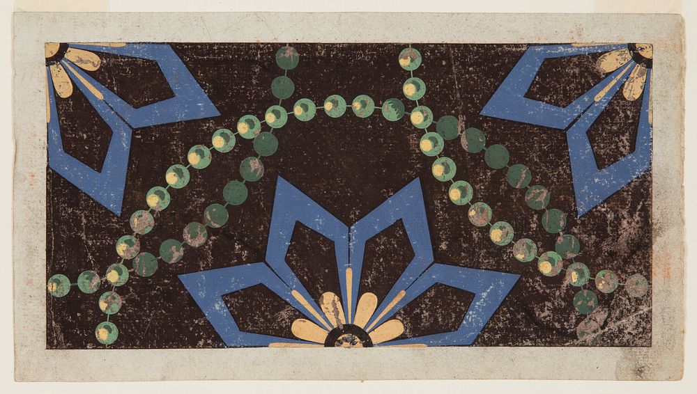 Ornamental design of circles composed of bead chains (ca.1810) drawing in high resolution.  