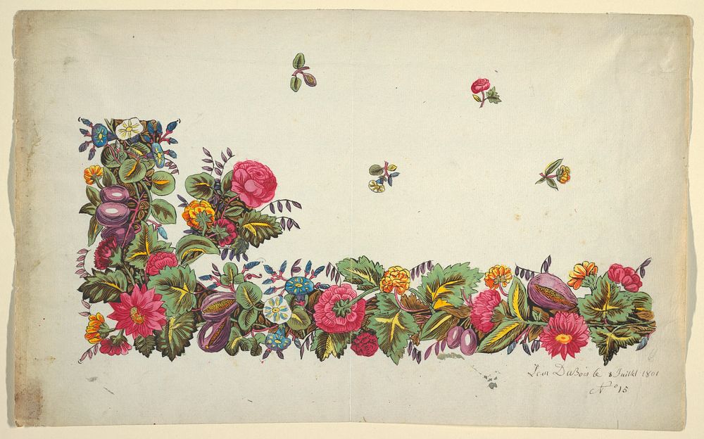 Floral design for printed textile (1800&ndash;1818) by Louis-Albert DuBois.  