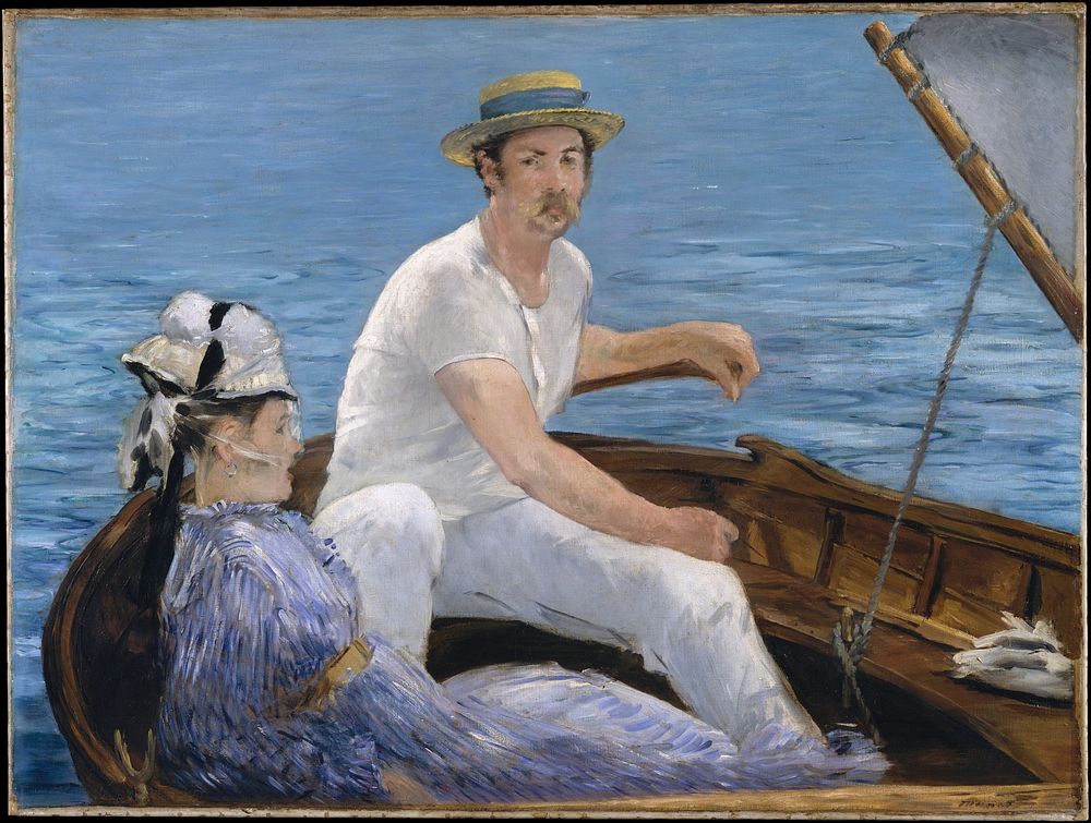 Boating (1874) painting in high resolution by édouard Manet.  