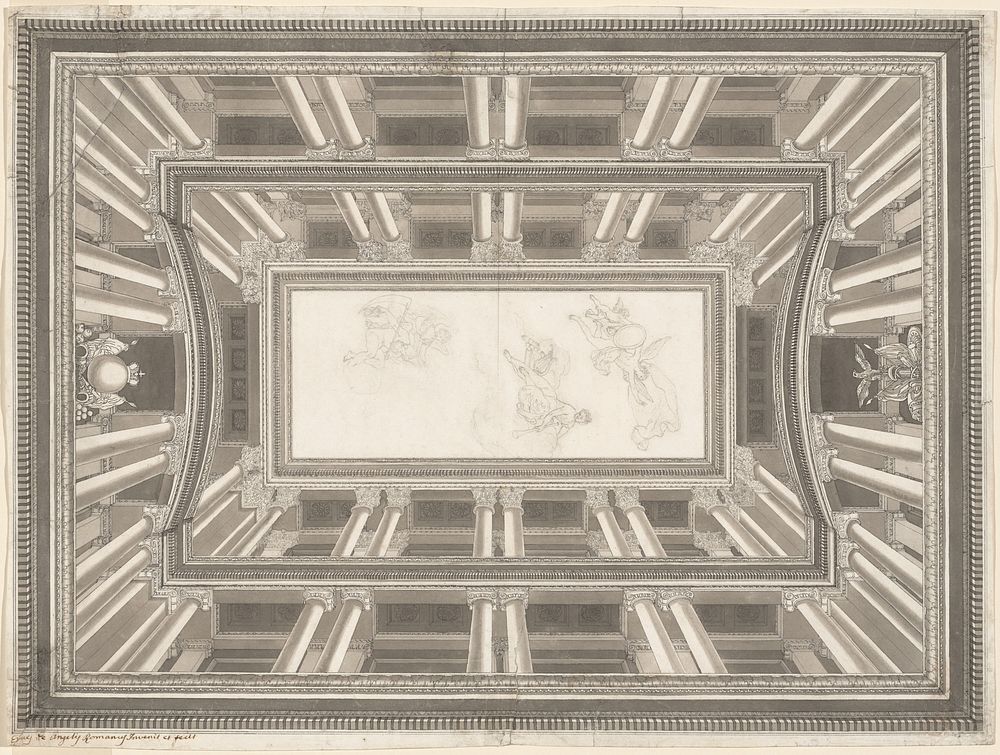 Design for a Trompe&ndash;l'oeil Ceiling Decoration (c. 1780) by Pietro de Angelis.  