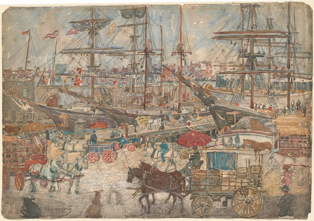 Docks, East Boston (1900&ndash;1904) by Maurice Prendergast.  