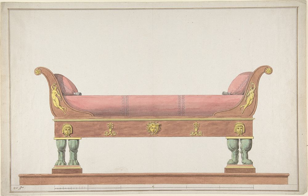 Design for an Empire Daybed. Original public domain image from The MET Museum