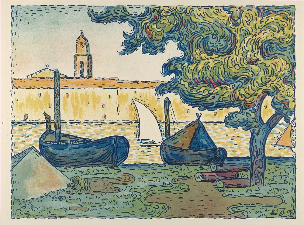 Saint&ndash;Tropez (The Port of St. Tropez) (1894) print in high resolution by Paul Signac.  