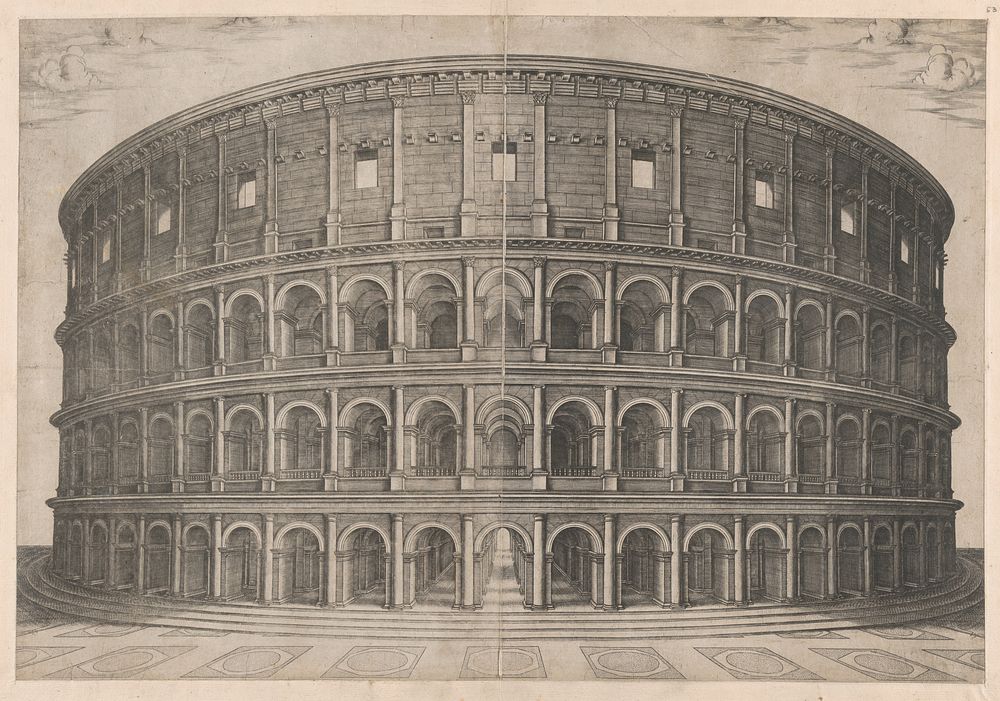 Speculum Romanae Magnificentiae: The Colosseum. Original public domain image from The MET Museum, Antonio Lafréry