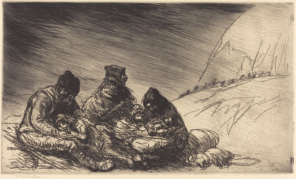 Exodus (L'exode) (1916) print in high resolution by Th&eacute;ophile Alexandre Steinlen.  