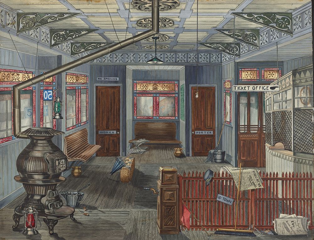 El Station Interior (1935–1942) by Perkins Harnly.  