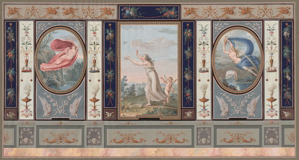 Elaborate Wall Decoration with Endymion and Hebe (ca. 1800) by Tommaso Bigatti.  