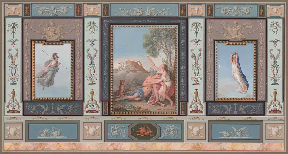 Elaborate Wall Decorations with Venus and Adonis (ca. 1800) by Tommaso Bigatti.  