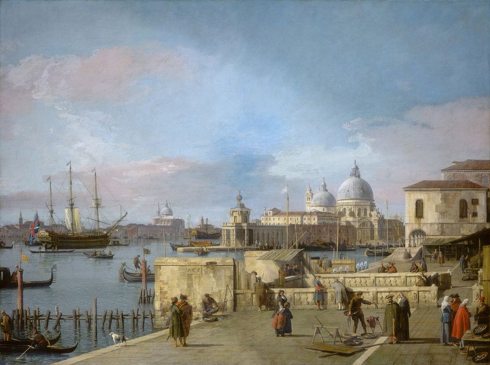 Entrance to the Grand Canal from the Molo, Venicw (1742–1744) by Canaletto.  