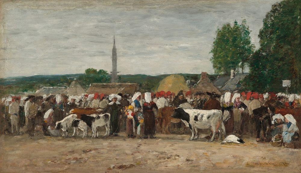 Fair in Brittany (1874) by Eug&egrave;ne Boudin.  