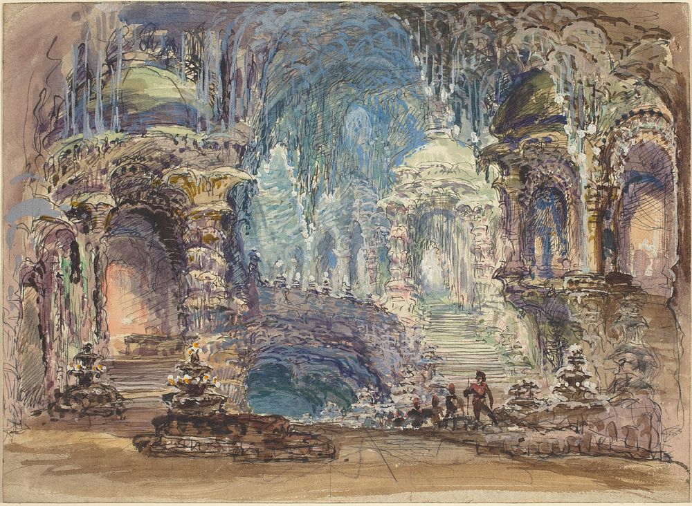 Fantastic Pavilions in a Grotto by Robert Caney (1847–1911).  