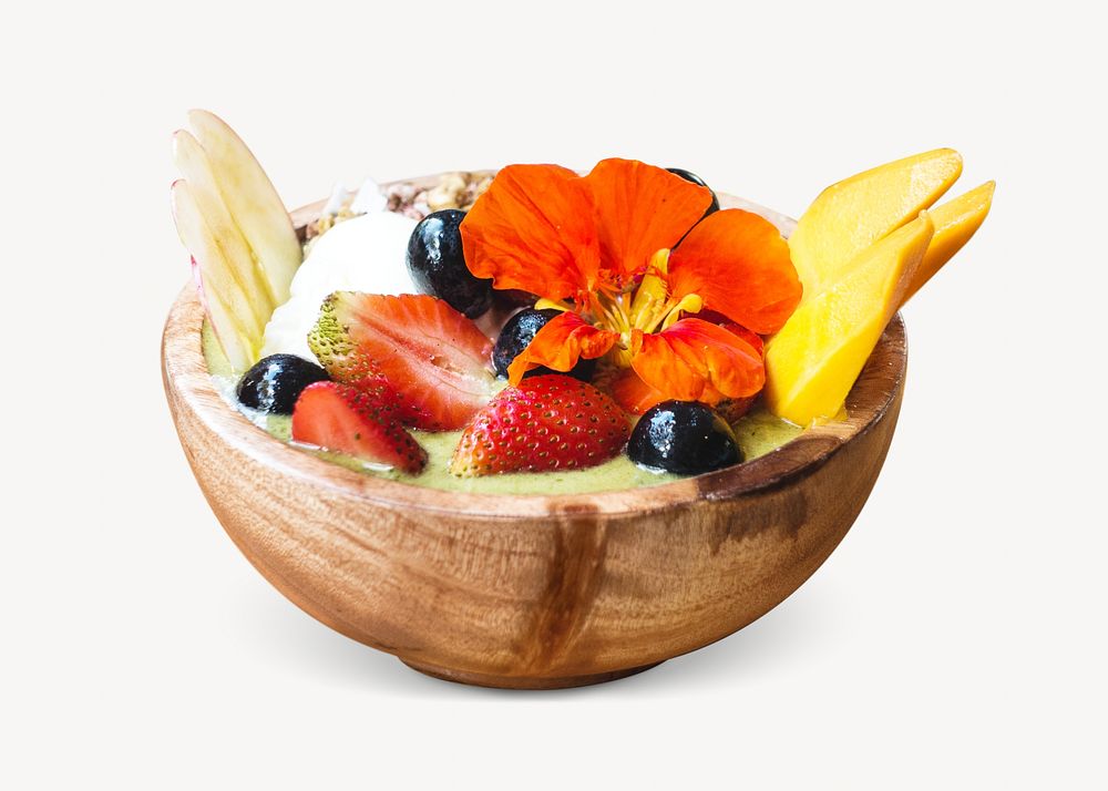 Healthy smoothie bowl with fruits isolated design