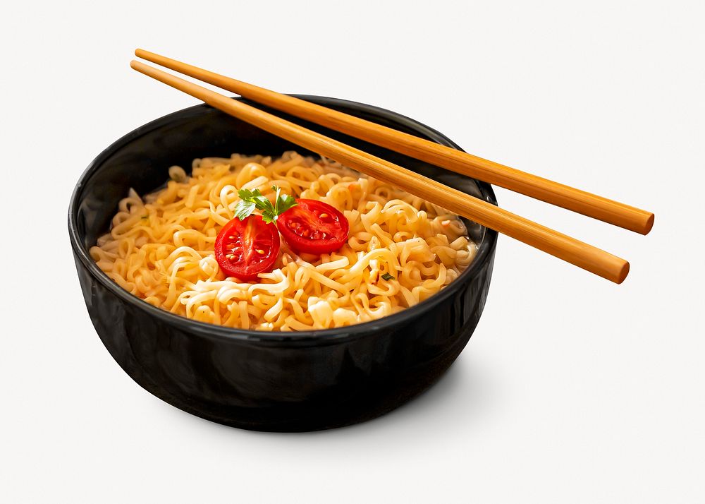 Noodle bowl collage element, isolated  image