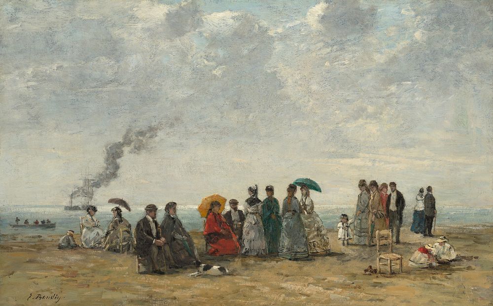 Figures on the Beach (ca. 1867&ndash;1870) by Eug&egrave;ne Boudin.  