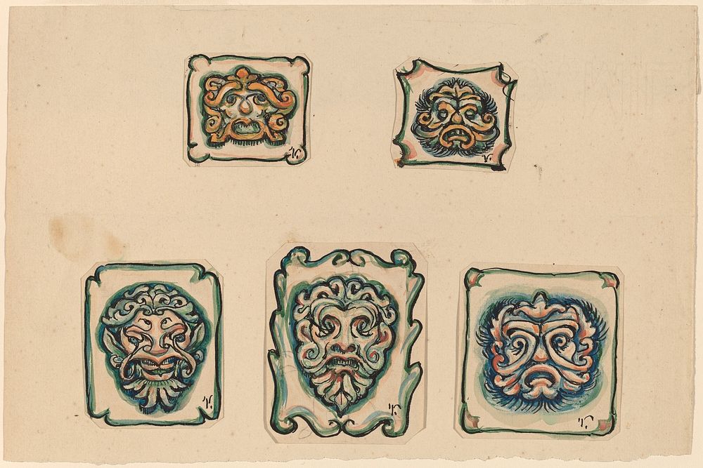 Five Heads (c. 1918) by Elihu Vedder. 