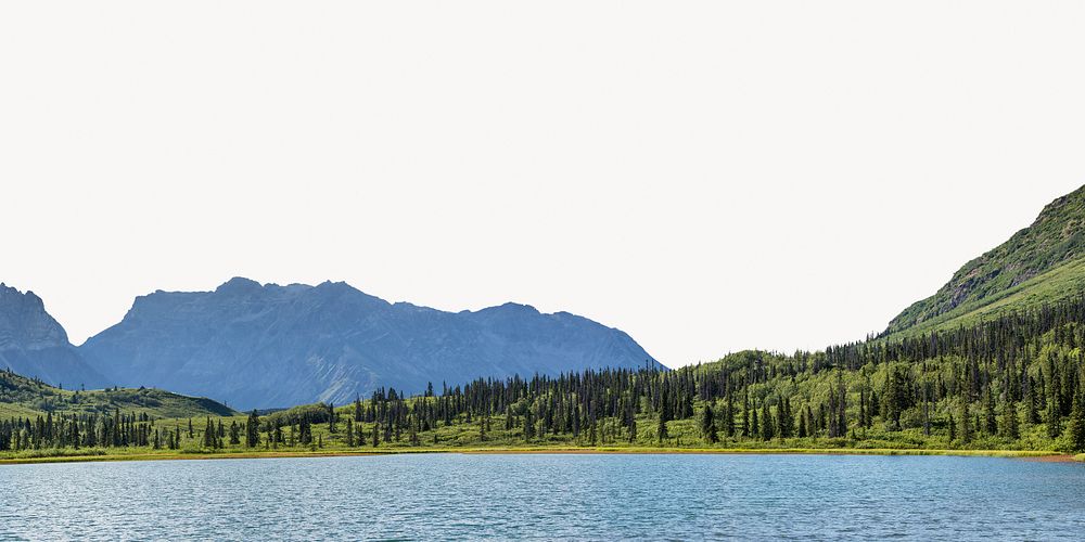 Lake mountain border, serene nature image