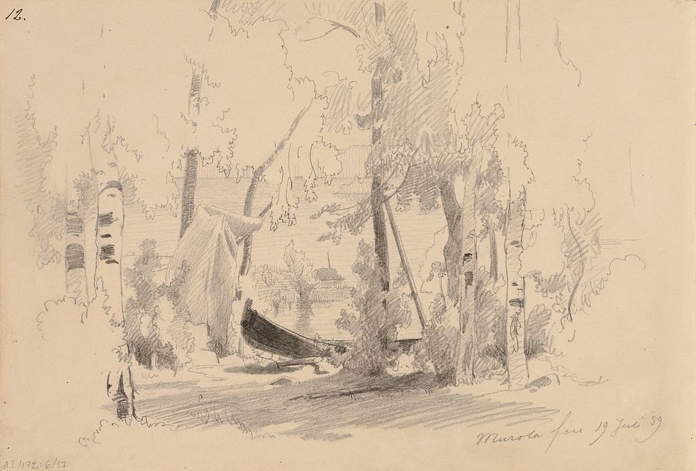 Murolan koski, 1859. merk. murola fors 19 juli 59., 1859part of a sketchbook