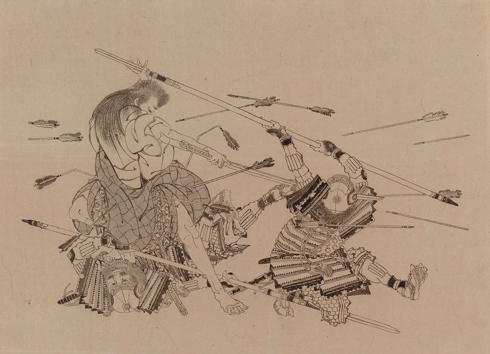 Taistelukohtaus yekon vakan shohonkvaista, osaka 1836, 1836 by Katsushika Hokusai