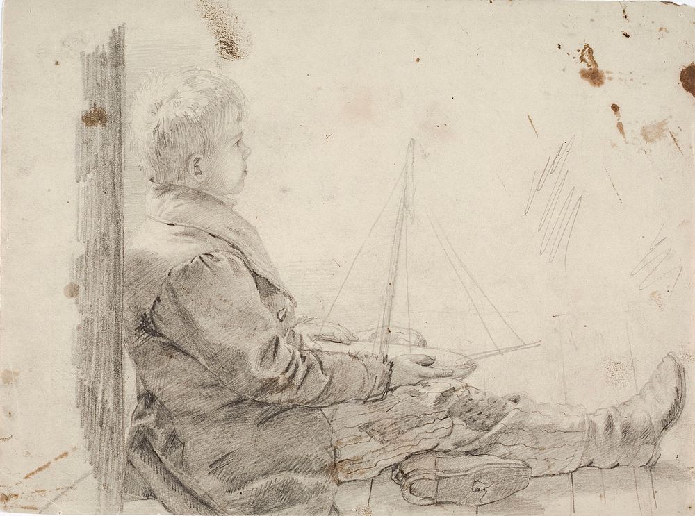 Istuva poika purjevene sylissään by Robert Wilhelm Ekman