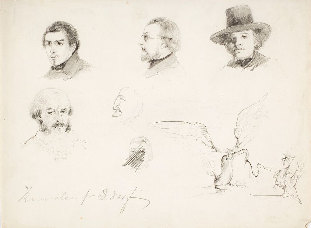 Tovereita düsseldorfista ja kaksi karrikoitua lintua, 1853 - 1855 by Anders Ekman