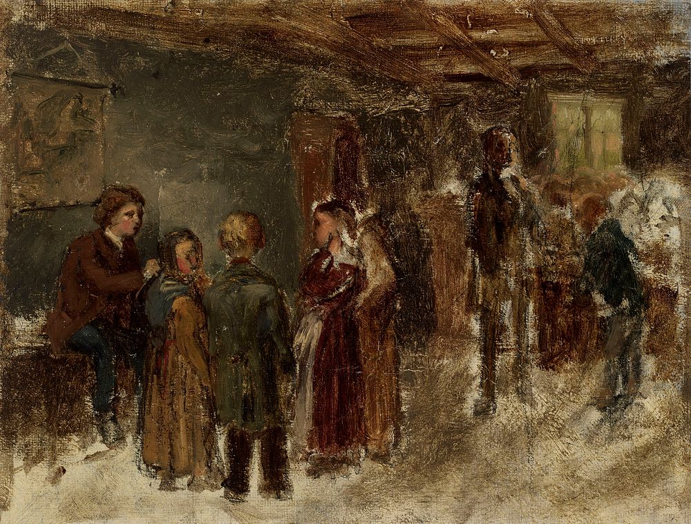 Sisäkuva koulusta, luonnos, 1870 - 1871