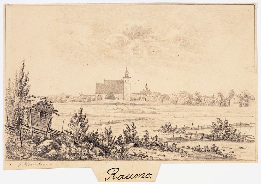 Rauma, original drawing for finland depicted in drawings, 1844 - 1846 by Johan Knutson