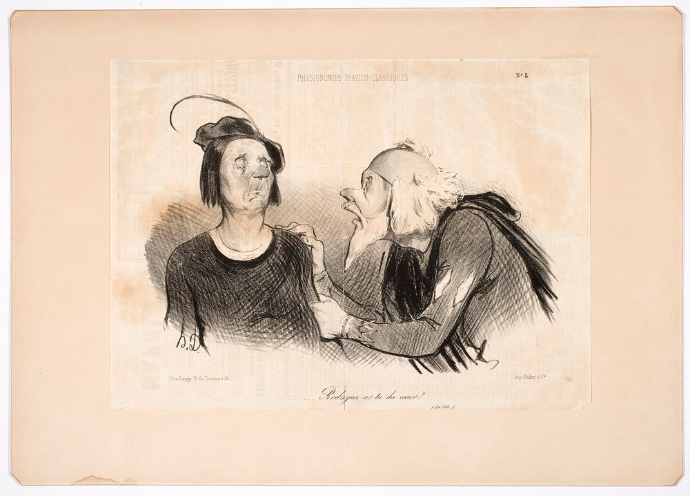 Rodrigue as-tu du coeur? (le cid). sarjasta physionomies tragico-classiques, 1841 by Honor&eacute;-Victorin Daumier