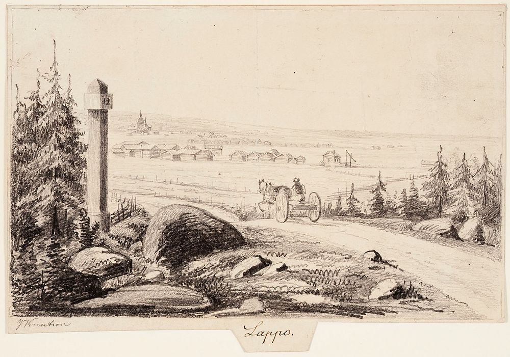Lapua, original drawing for finland depicted in drawings, 1844 - 1846 by Johan Knutson